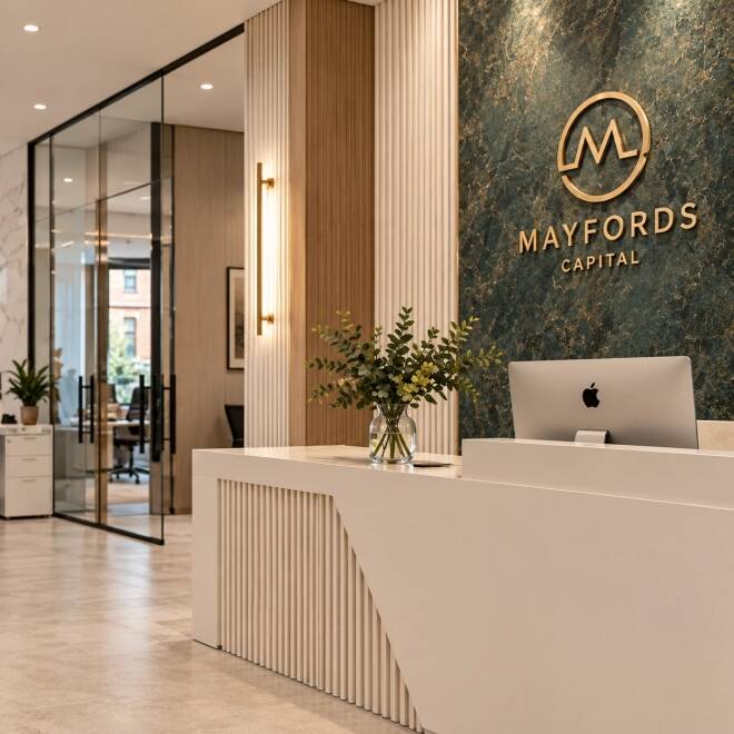 Executive corporate reception and modern office interior design London by Oraanj